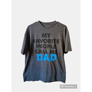 Mens Gray My Favorite People Call Me Dad Graphic Tee Short Sleeve XL Father Top